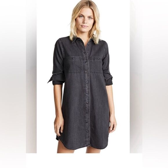 Gorgeous Madewell Black Denim Shirtdress Small Excellent Condition - Picture 1 of 8